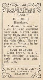 1933 Wills's Victorian Footballers (Small) #46 Ted Pool Back